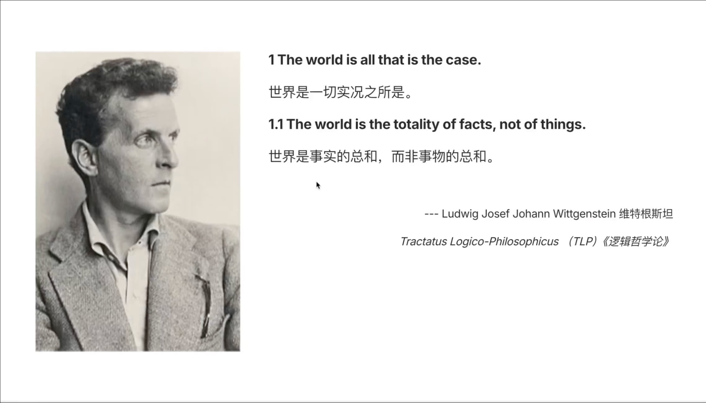 维特根斯坦关于世界与事实的命题